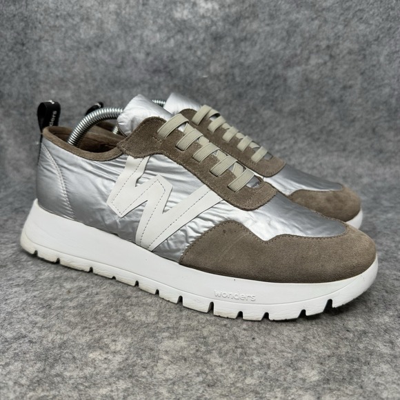 Wonders Platform Sneakers Womens‎ Size 42 US 11 Metallic Leather Sporty Fashion - Picture 1 of 11